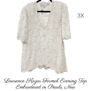 NWT Lawrence Kazar Pearl Embroidered Formal Evening Top 3X